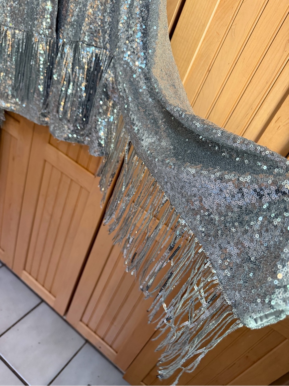 12th tribe Silver Sequin Fringe Jacket - Picture 3 of 6